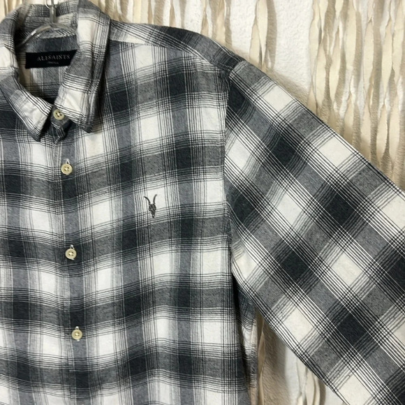 ALLSAINTS Dogwood Shirt in Ecru/Charcoal Size XS - Picture 4 of 14